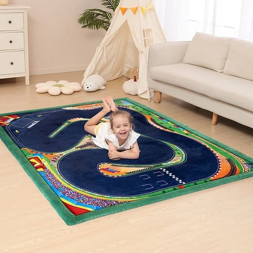 Tapete infantil personalizado com estampa de pista de corrida